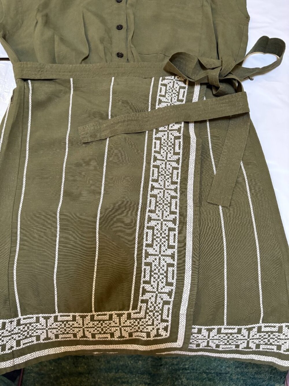 Banana Republic Embroidered Tencel™-Linen Wrap Dress Sz S - Picture 10 of 12